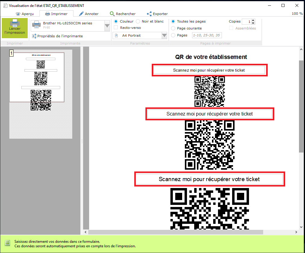 Impression QR-code unique custom texte